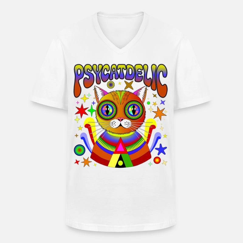 PSYCATDELIC - Männer-T-Shirt mit V-Ausschnitt - Weiß