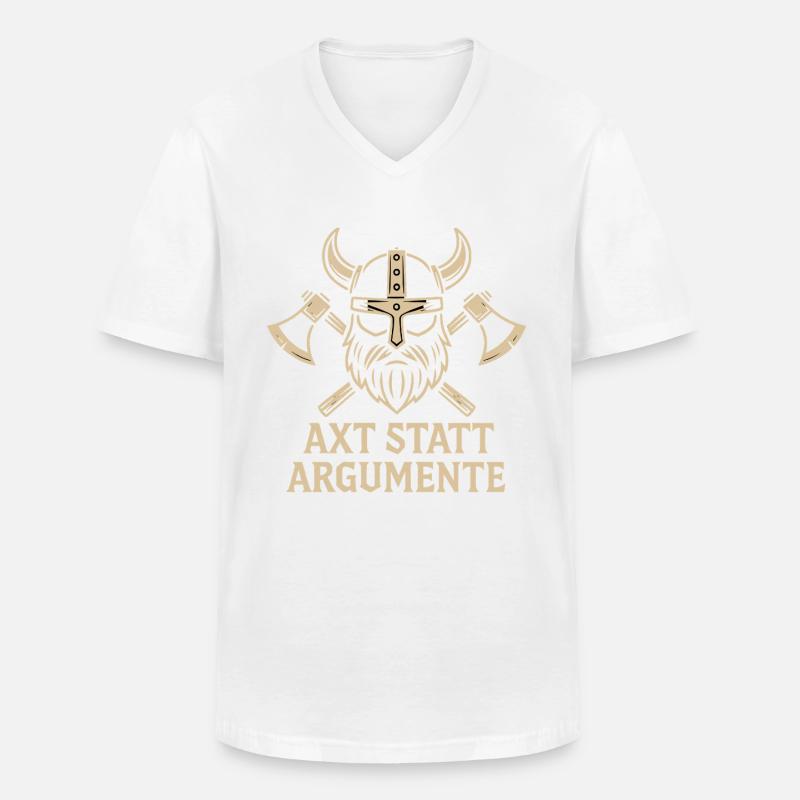 Viking Axt statt Argumente - Männer-T-Shirt mit V-Ausschnitt - Weiß