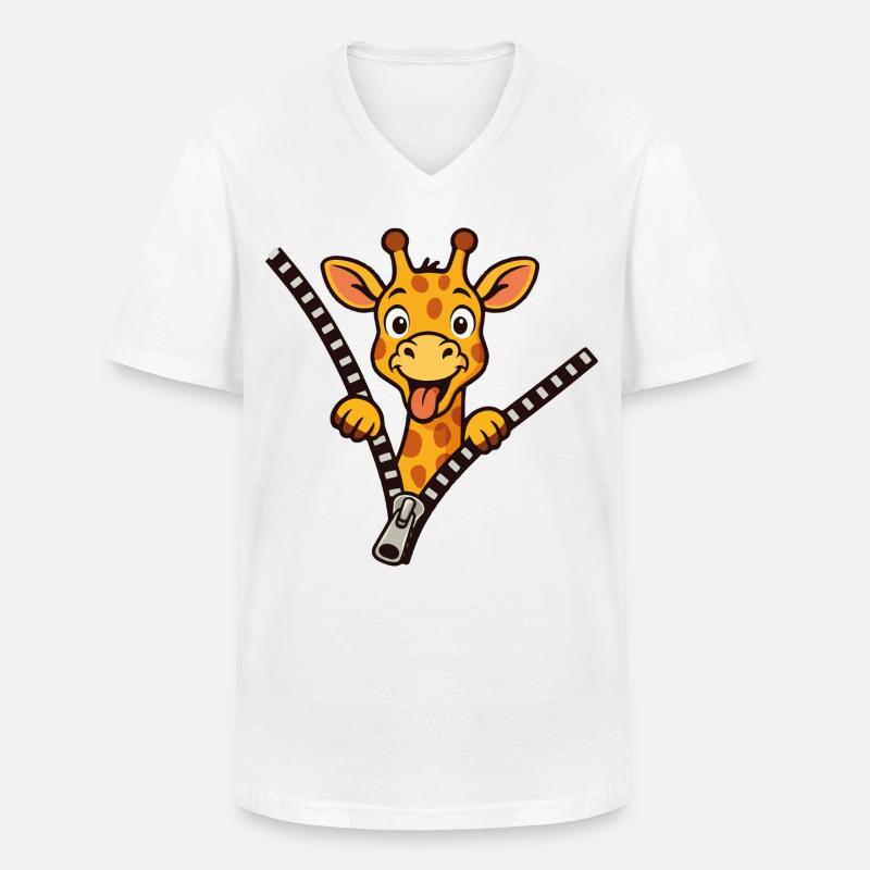Freche Giraffe - Männer-T-Shirt mit V-Ausschnitt - Weiß
