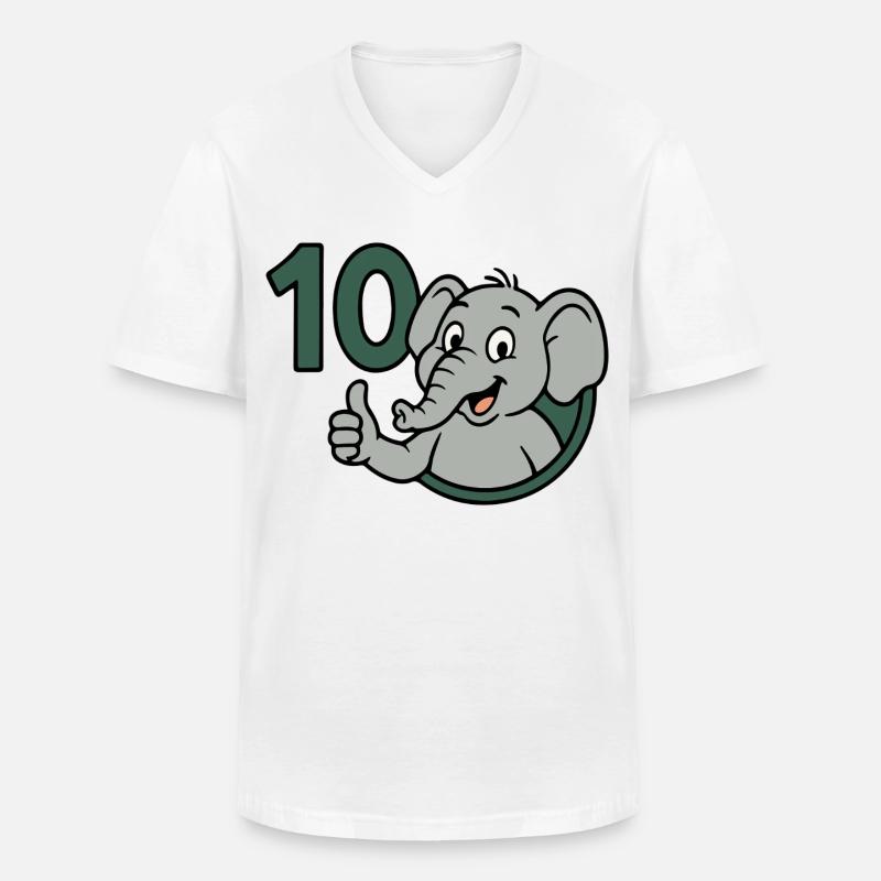 Rüsselpower mit 10 - Männer-T-Shirt mit V-Ausschnitt - Weiß