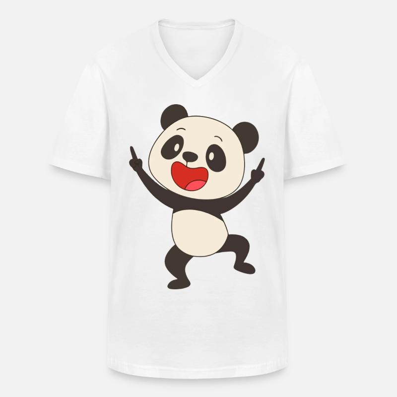 Happy Panda Dance - Männer-T-Shirt mit V-Ausschnitt - Weiß