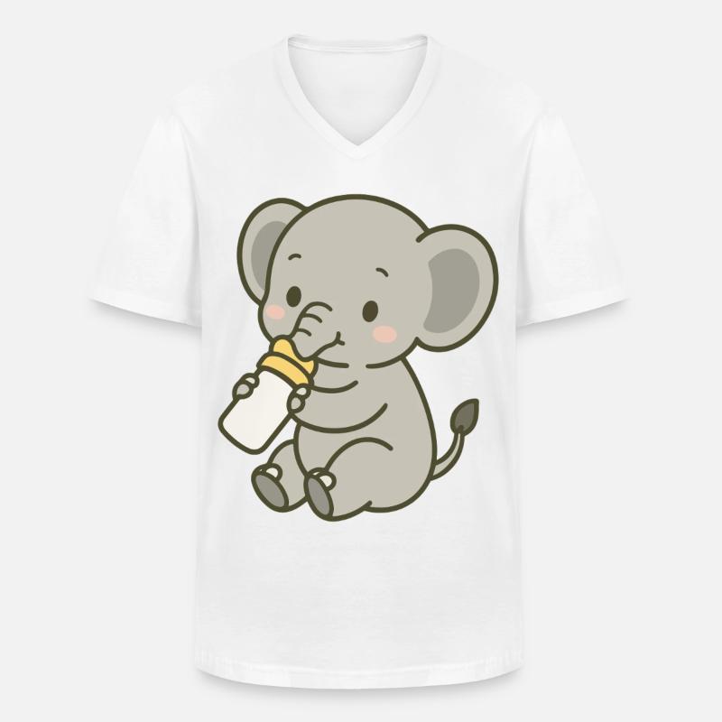 Tiny Trunk Sip - Männer-T-Shirt mit V-Ausschnitt - Weiß