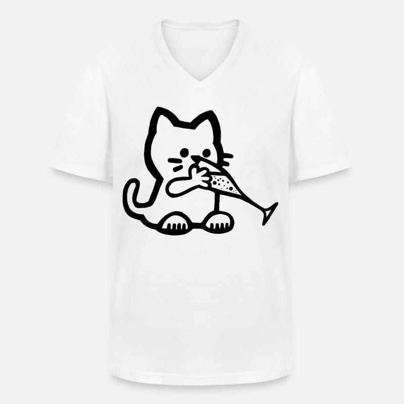 Durstiges Kätzchen - Männer-T-Shirt mit V-Ausschnitt - Weiß