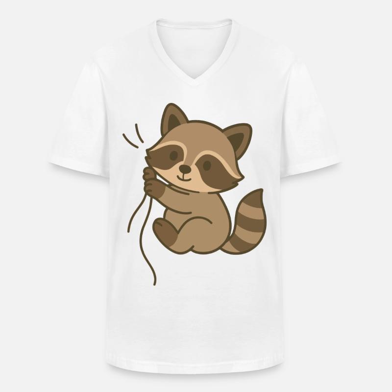 Eingekuschelt Waschbärchen - Männer-T-Shirt mit V-Ausschnitt - Weiß