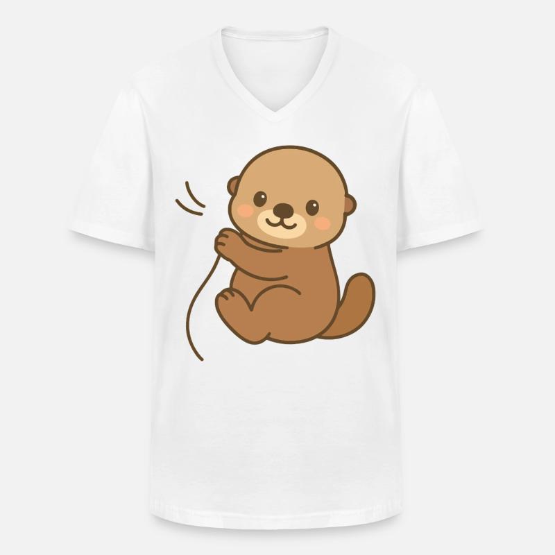 Eingekuschelt Seeotter - Männer-T-Shirt mit V-Ausschnitt - Weiß