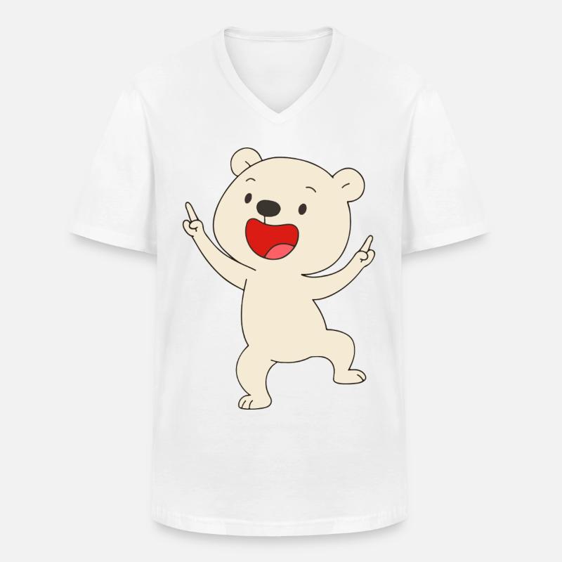 Tanzender Eisbär - Männer-T-Shirt mit V-Ausschnitt - Weiß