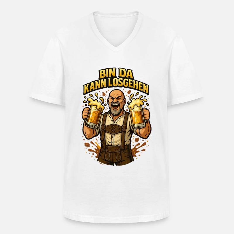 Bier Bierkrug Bierflasche Bierzelt Biergarten - Männer-T-Shirt mit V-Ausschnitt - Weiß