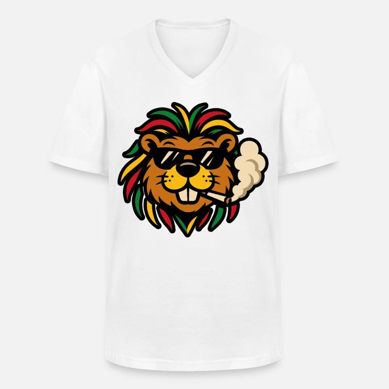 Reggae Bobr – Rasta Bober - Männer-T-Shirt mit V-Ausschnitt - Weiß