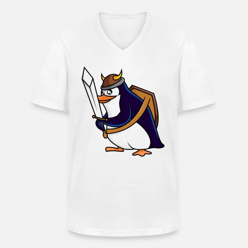 Wikinguin – Eiskalt erobert - Männer-T-Shirt mit V-Ausschnitt - Weiß