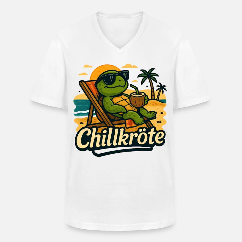 Chillkroete - einfach mal langsam angehen - Männer-T-Shirt mit V-Ausschnitt - Weiß
