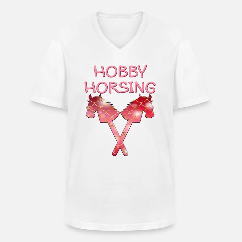 HOBBY HORSING PFERDE - Männer-T-Shirt mit V-Ausschnitt - Weiß