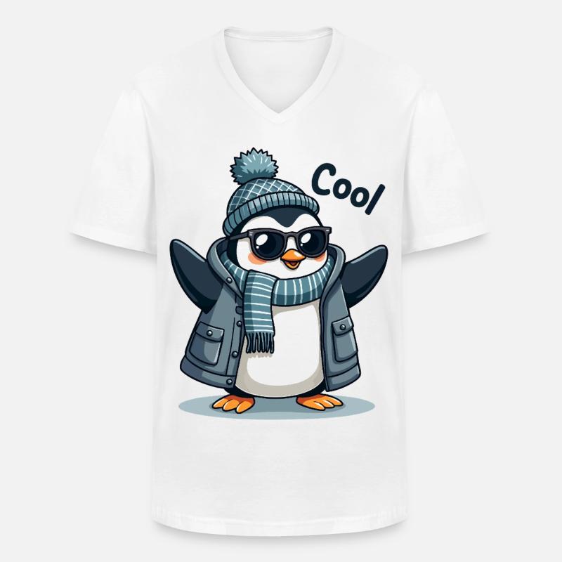Coolguin - der coole Penguin - Männer-T-Shirt mit V-Ausschnitt - Weiß