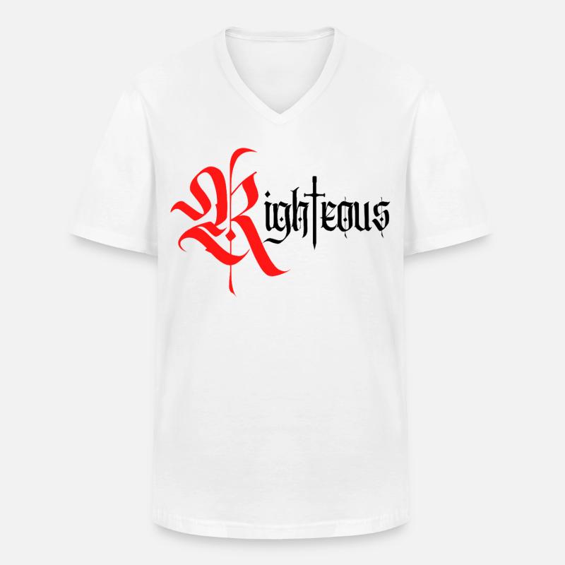 Gothic Righteous Design mit Schwert - Männer-T-Shirt mit V-Ausschnitt - Weiß