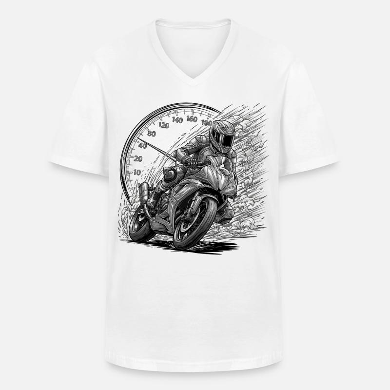 Biker, der von Geschwindigkeit angetrieben wird - Männer-T-Shirt mit V-Ausschnitt - Weiß