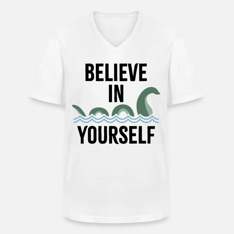 an sich selbst glauben - Männer-T-Shirt mit V-Ausschnitt - Weiß