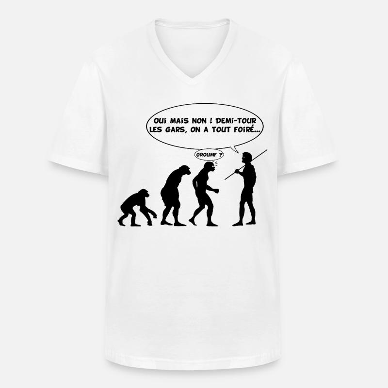 Evolution error (black) - Men's V-Neck T-Shirt - white