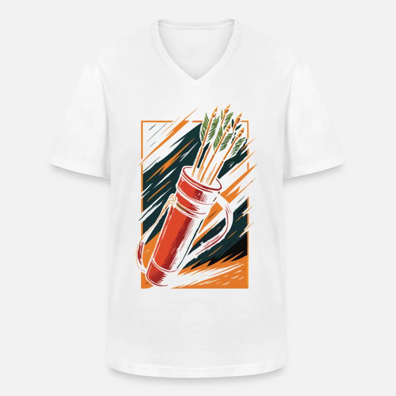 Bogenschießen Bogen Köcher Pfeile Design - Männer-T-Shirt mit V-Ausschnitt - Weiß