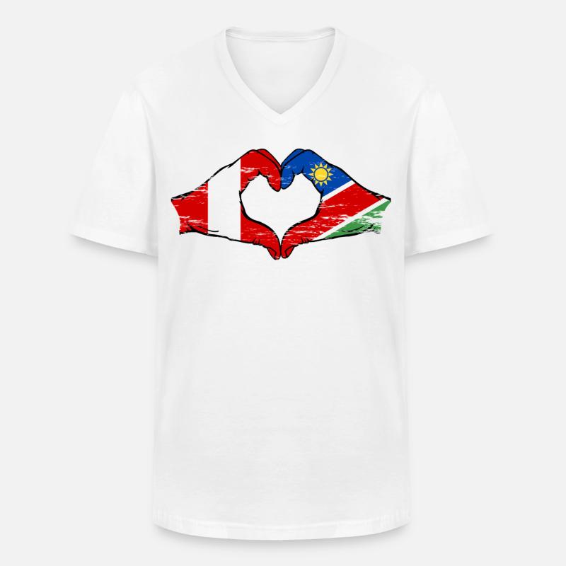 Peru Namibia Flagge Herz used - Männer-T-Shirt mit V-Ausschnitt - Weiß