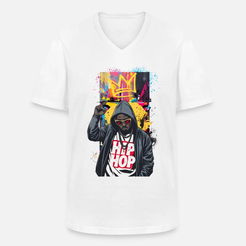 Urbaner Rapper mit bunten Graffitis - Männer-T-Shirt mit V-Ausschnitt - Weiß
