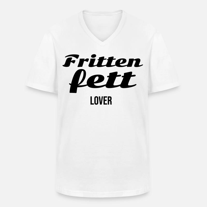 Frittenfett Lover - Männer-T-Shirt mit V-Ausschnitt - Weiß