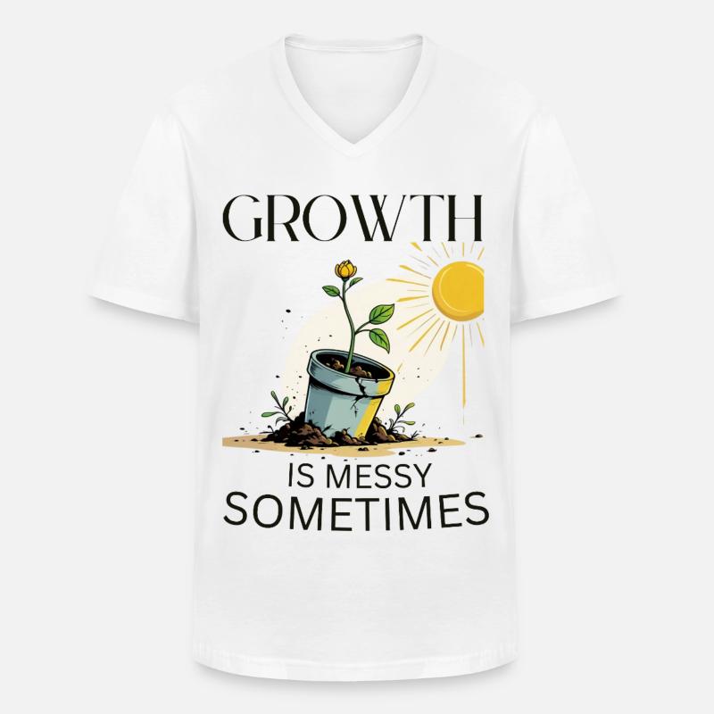 Wachstumsgeschichte mit Blume und Sonne - Männer-T-Shirt mit V-Ausschnitt - Weiß