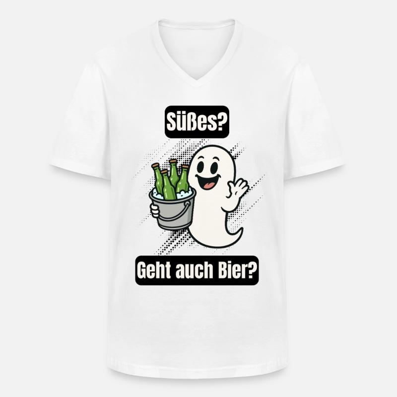 Süßer Geist mit Bier - Männer-T-Shirt mit V-Ausschnitt - Weiß