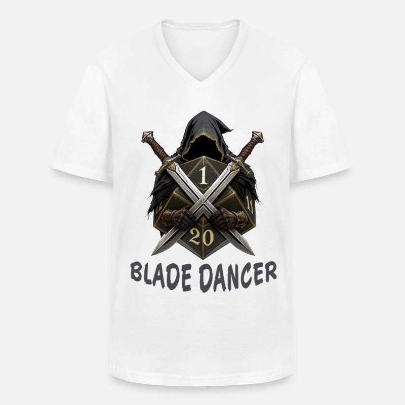 Blade Dancer – Kapuze mit zwei Schwertern - Männer-T-Shirt mit V-Ausschnitt - Weiß