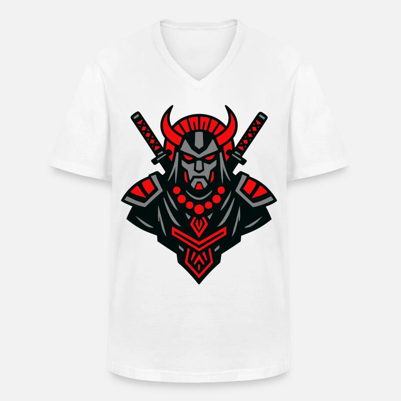 Samurai Devil Warrior - Männer-T-Shirt mit V-Ausschnitt - Weiß
