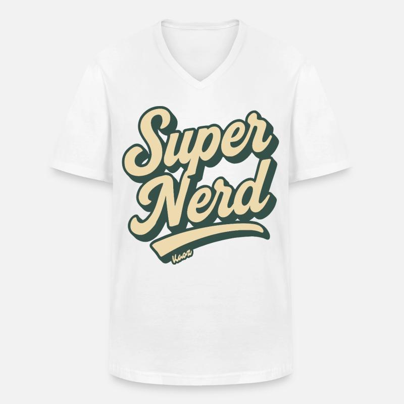 Super Nerd Retro Script - Männer-T-Shirt mit V-Ausschnitt - Weiß