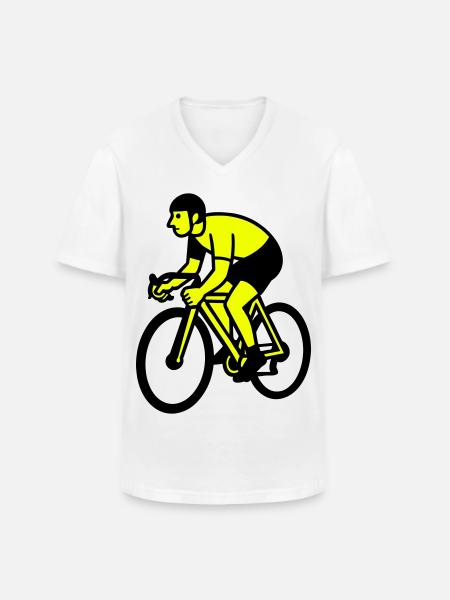 Neonrad Silhouette Radfahrer - Männer-T-Shirt mit V-Ausschnitt - Weiß