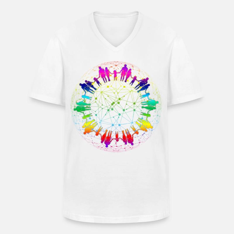 Regenbogen Netz der Gemeinschaft - Männer-T-Shirt mit V-Ausschnitt - Weiß
