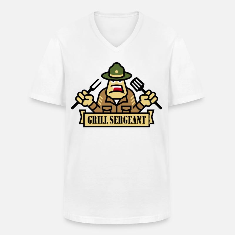 Grill Sergeant (Grillen / BBQ / Barbecue) - Männer-T-Shirt mit V-Ausschnitt - Weiß