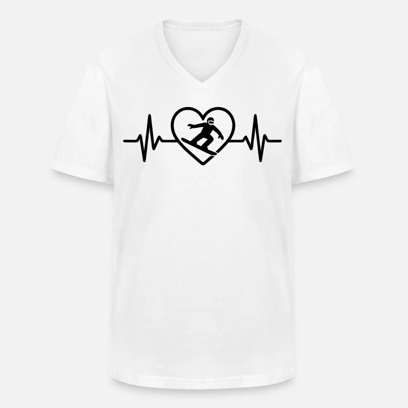 Snowboard Herz - Männer-T-Shirt mit V-Ausschnitt - Weiß