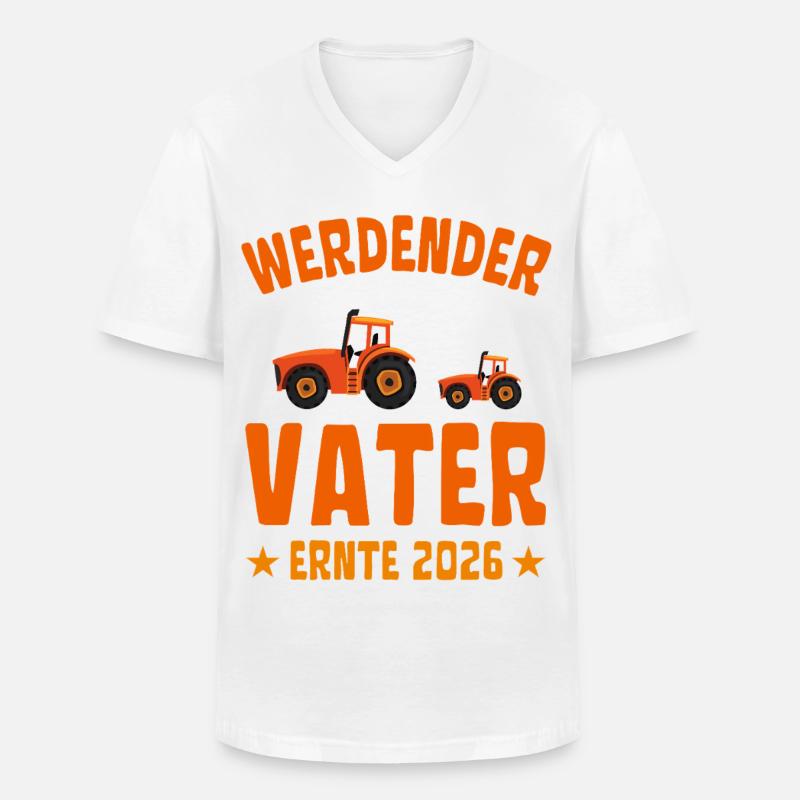 Werdender VATER Ernte 2026 Traktor - Männer-T-Shirt mit V-Ausschnitt - Weiß