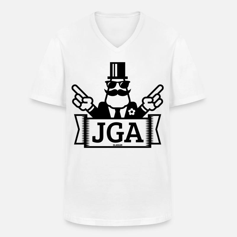 JGA Handzeichen (Junggesellenabschied / 1C) - Männer-T-Shirt mit V-Ausschnitt - Weiß