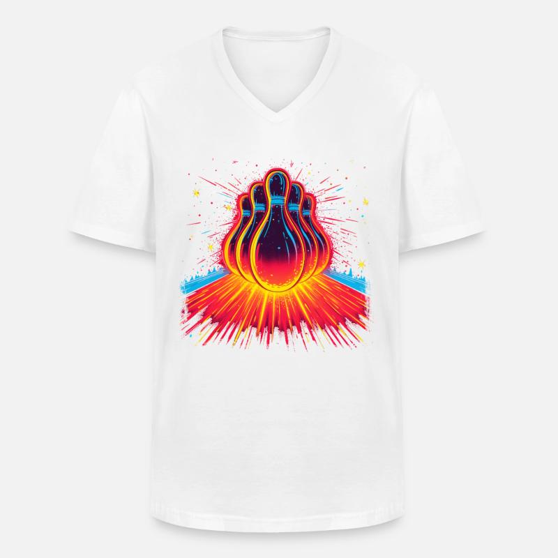Bowling 90er Look - Männer-T-Shirt mit V-Ausschnitt - Weiß