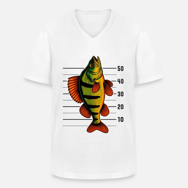 Barsch Flussbarsch Barschangeln Barsche Barsch - Männer-T-Shirt mit V-Ausschnitt - Weiß