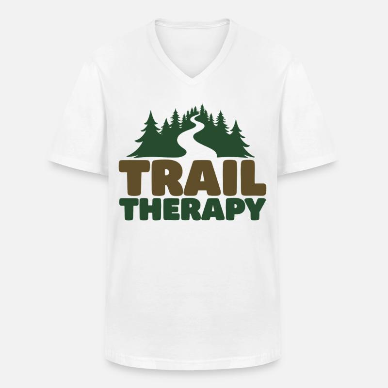 TRAIL THERAPY Spruch Statement - Männer-T-Shirt mit V-Ausschnitt - Weiß