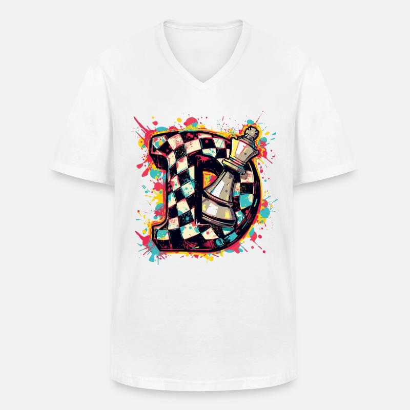Dame Graffiti Farbexplosion Schachspieler - Männer-T-Shirt mit V-Ausschnitt - Weiß