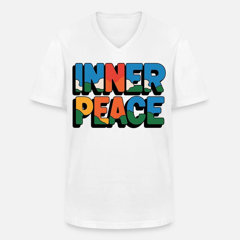 Inner Peace Regenbogen-Buchstaben - Männer-T-Shirt mit V-Ausschnitt - Weiß