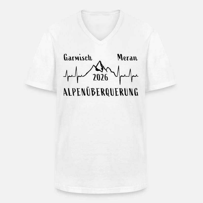ALPENÜBERQUERUNG 2026 Oberstdorf Meran - Männer-T-Shirt mit V-Ausschnitt - Weiß