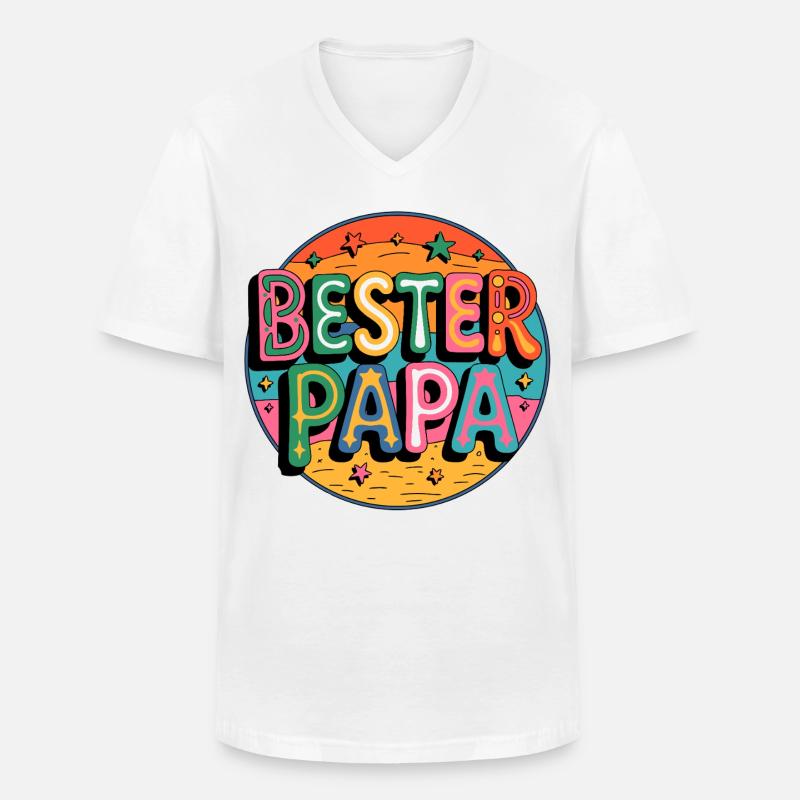 Bester Papa Farbexplosion - Männer-T-Shirt mit V-Ausschnitt - Weiß