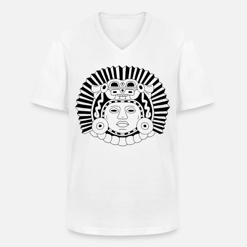 Aztec Dragon King (Schwarz) - Männer-T-Shirt mit V-Ausschnitt - Weiß