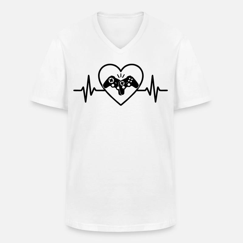 Controller Herz Gamer Liebe Videospiele - Männer-T-Shirt mit V-Ausschnitt - Weiß