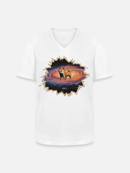 Shiba Kosmos Wow - Men's V-Neck T-Shirt - white