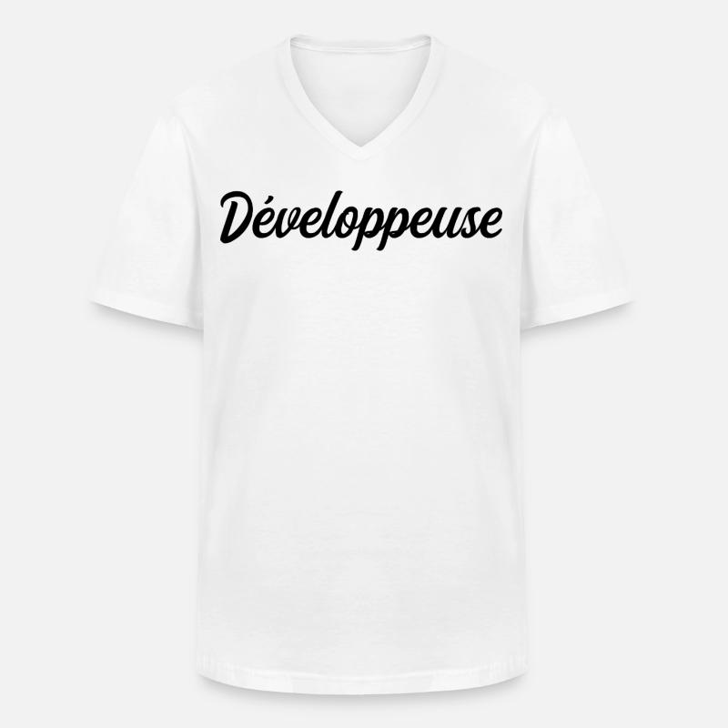 Développeuse Web Code Logiciel Application Tech - T-shirt col V Homme - blanc
