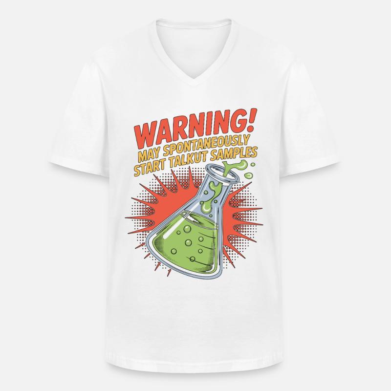 Lab Technician Warning May Spontaneously Scientist - Männer-T-Shirt mit V-Ausschnitt - Weiß