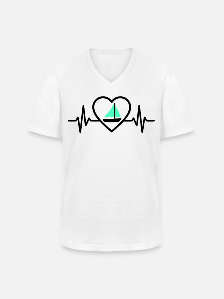 Heart Sailing – Passion Boat - Men's V-Neck T-Shirt - white