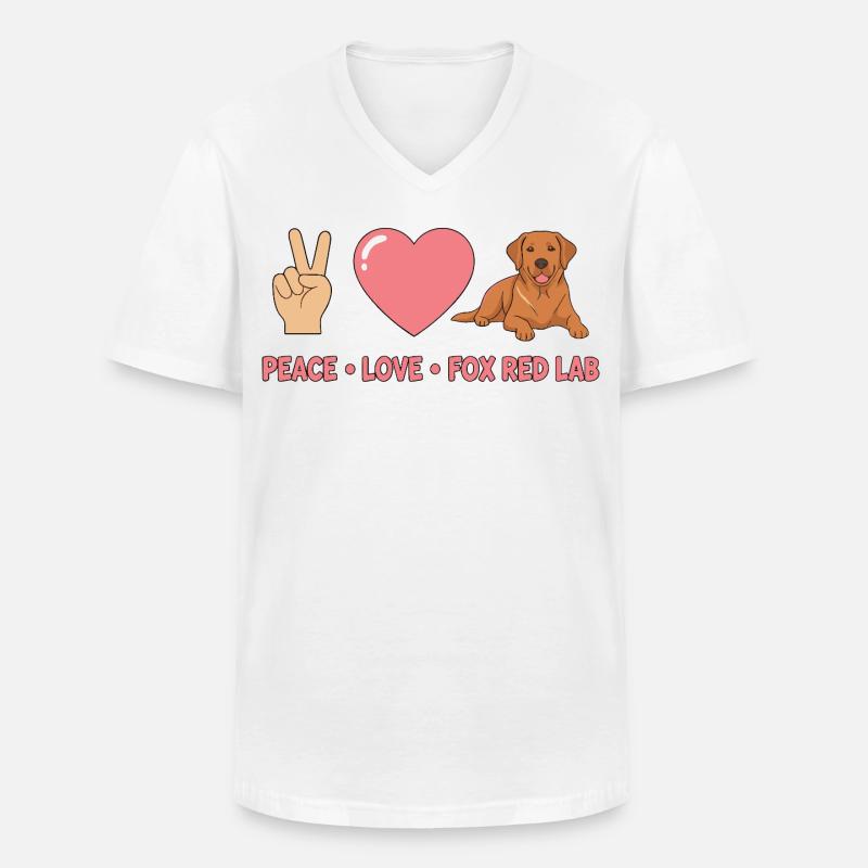 Peace Love Fox Red Lab - Männer-T-Shirt mit V-Ausschnitt - Weiß