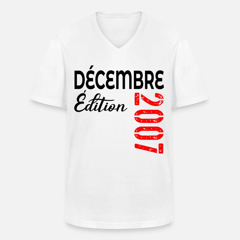 Dezember 2007, 18-jähriges Jubiläum - Männer-T-Shirt mit V-Ausschnitt - Weiß
